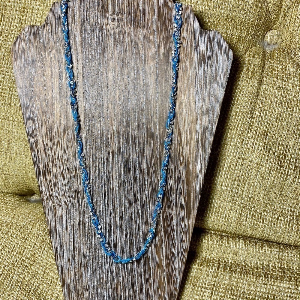 Thread & Chain Woven Long Necklace